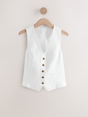 White Button Through V-Neck Waistcoat - Image 6 of 8