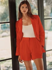 Red Ripple Textured Shorts - Image 2 of 3