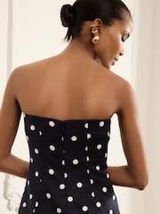 Navy/White Polka Dot Bandeau Top with Linen - Image 4 of 8