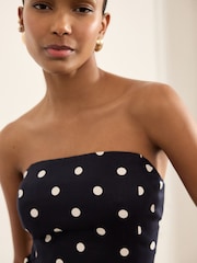 Navy/White Polka Dot Bandeau Top with Linen - Image 5 of 8