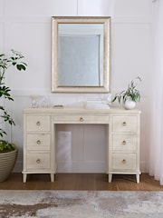 White Sadie Solid Mango Wood 7 Drawer Console Dressing Table - Image 2 of 13