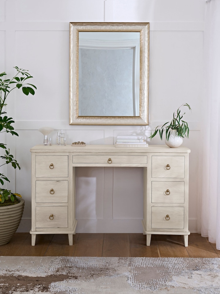 White Sadie Solid Mango Wood 7 Drawer Console Dressing Table - Image 2 of 13 White Sadie Solid Mango Wood 7 Drawer Console Dressing Table - Image 2 of 13