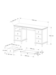White Sadie Solid Mango Wood 7 Drawer Console Dressing Table - Image 4 of 13