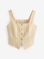 Yellow Striped Square Neck Waistcoat with Linen - Image 5 of 8