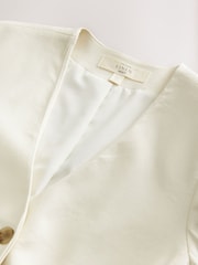 White Short Sleeve Jacket with Linen - Image 6 of 7