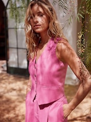 Pink Button Through Waistcoat with Linen - Image 4 of 8