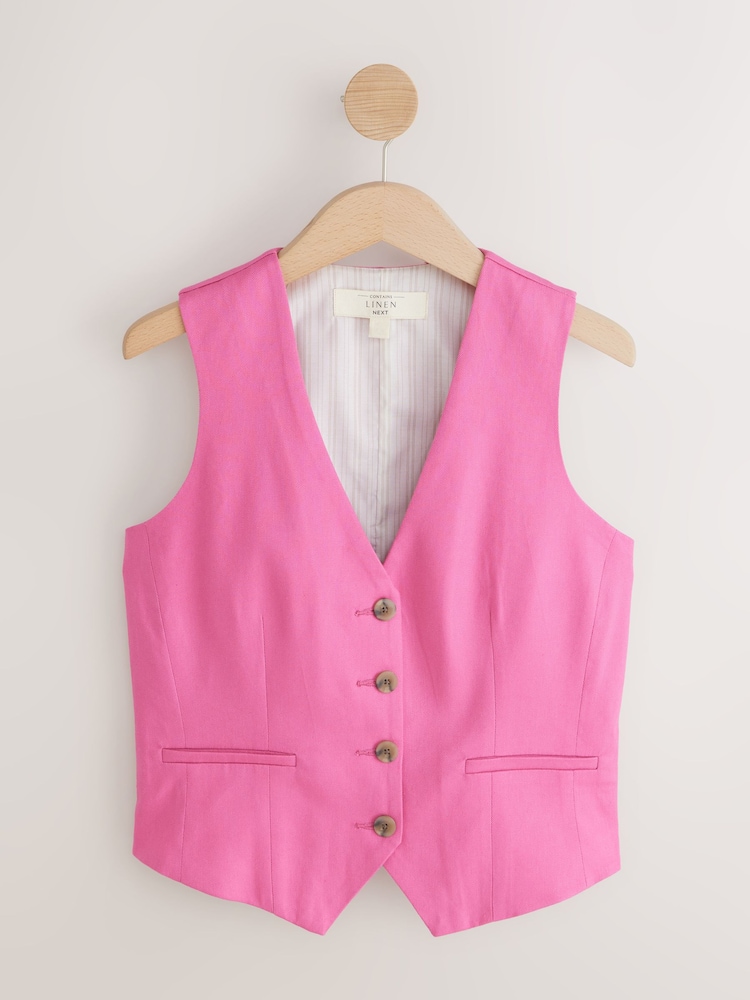 Rose - Gilet boutonné avec lin - Image 6 of 8
