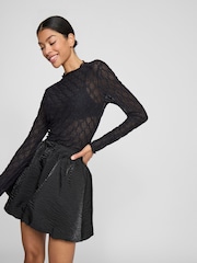 VILA Black Bubble Hem Balloon Skirt - Image 4 of 6