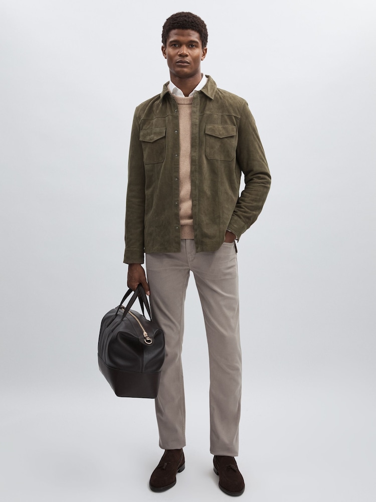 Paige Suede Press-Stud Shirt Jacket - Image 1 of 6