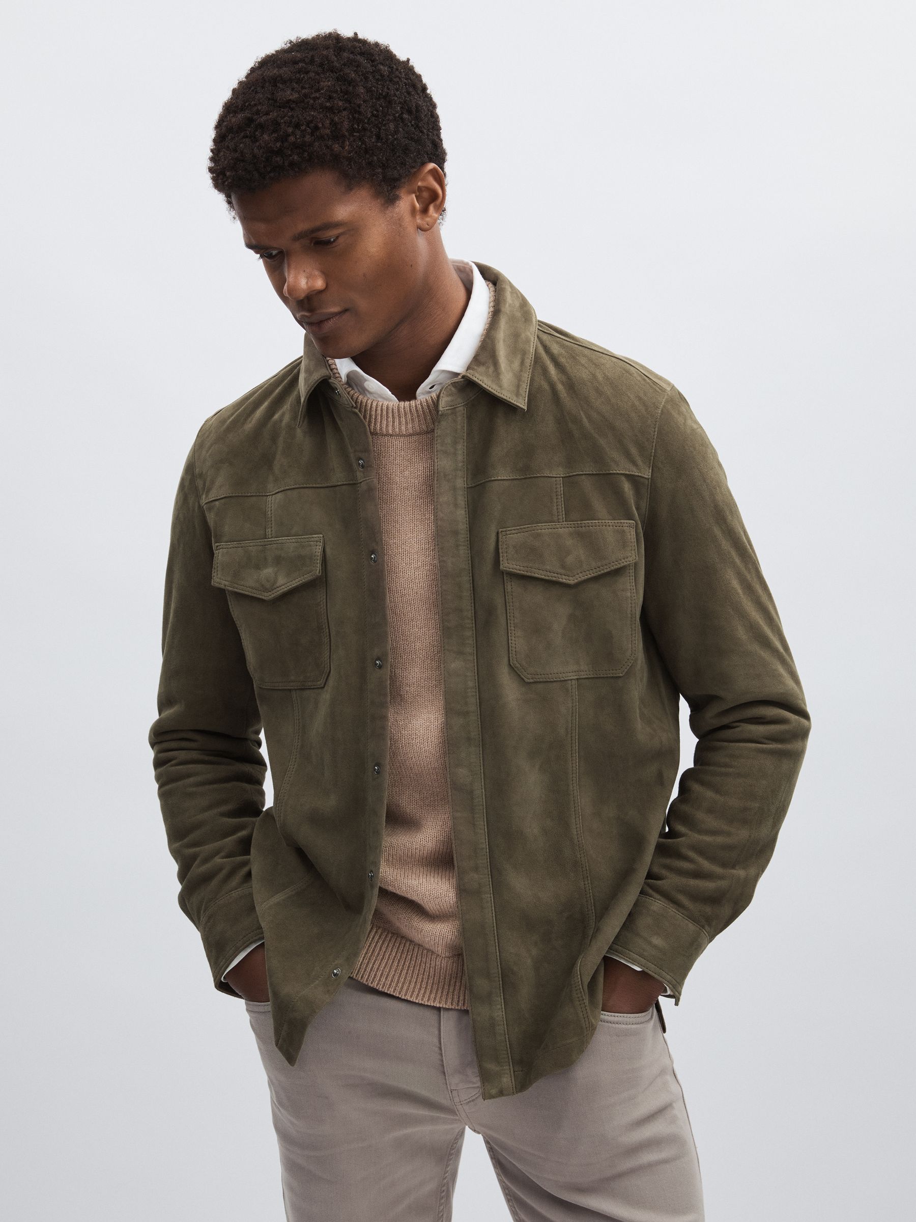 Buy Paige Suede Press-Stud Shirt Jacket from Next USA