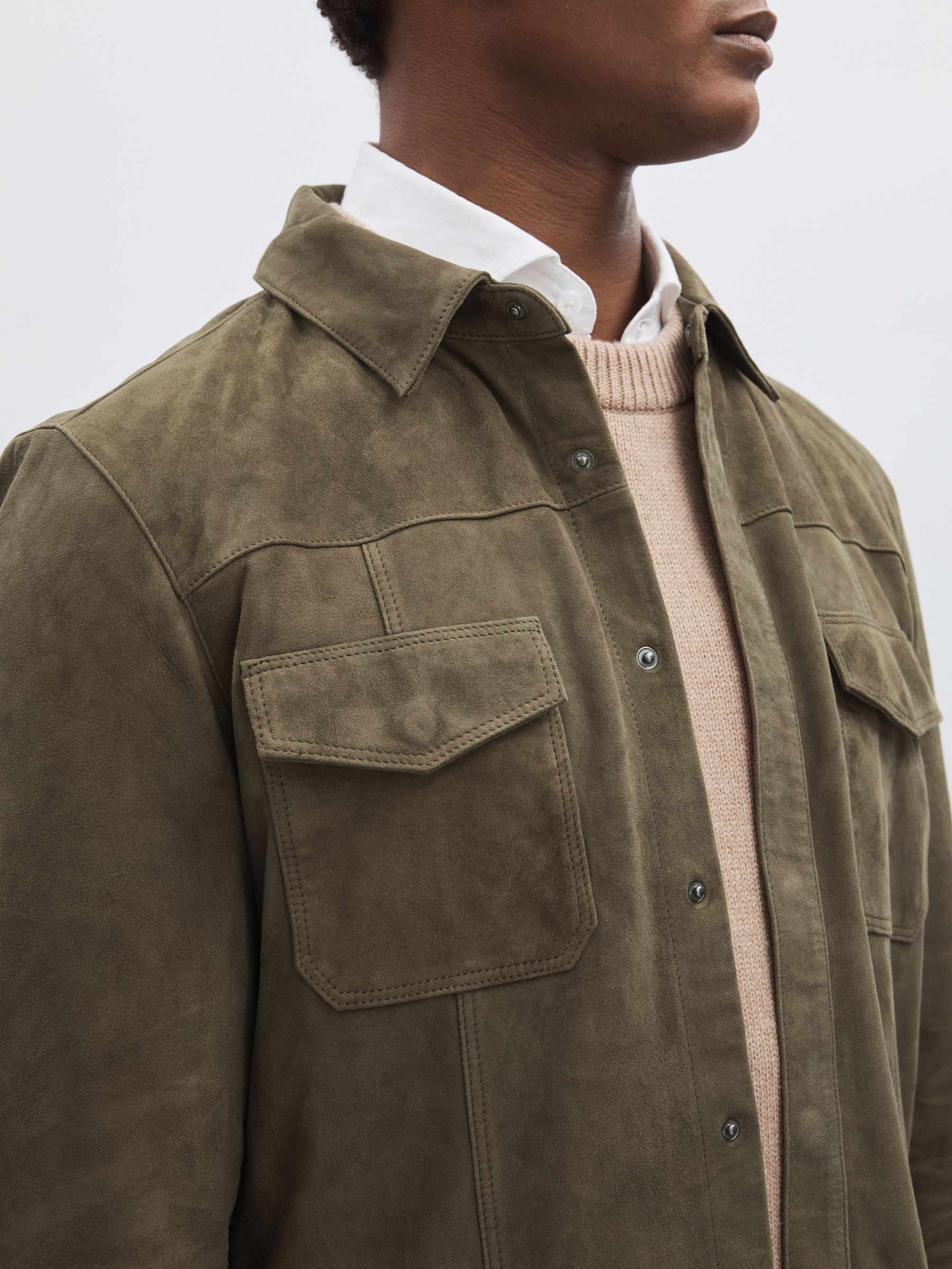 Buy Paige Suede Press-Stud Shirt Jacket from Next USA