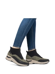 Rieker Womens Green Front Zip Wedge Boots - Image 1 of 10