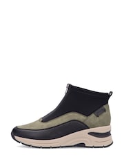 Rieker Womens Green Front Zip Wedge Boots - Image 3 of 10