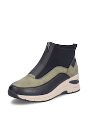 Rieker Womens Green Front Zip Wedge Boots - Image 4 of 10