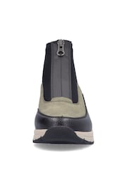 Rieker Womens Green Front Zip Wedge Boots - Image 5 of 10
