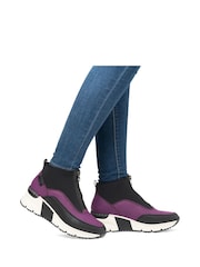 Rieker Womens Pink Front Zip Wedge Boots - Image 1 of 10