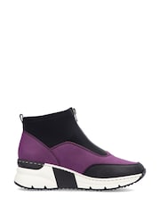 Rieker Womens Pink Front Zip Wedge Boots - Image 2 of 10