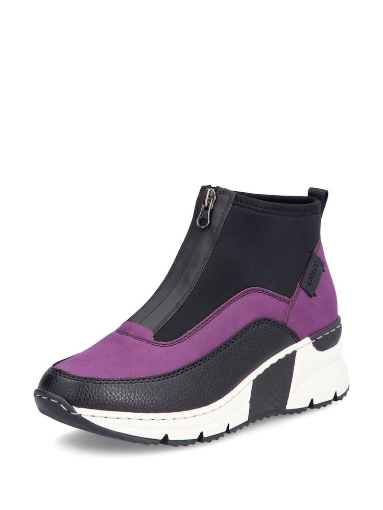 Rieker Womens Pink Front Zip Wedge Boots - Image 4 of 10