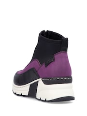 Rieker Womens Pink Front Zip Wedge Boots - Image 5 of 10