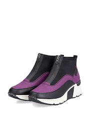 Rieker Womens Pink Front Zip Wedge Boots - Image 6 of 10