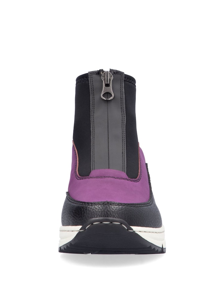 Rieker Womens Pink Front Zip Wedge Boots - Image 7 of 10