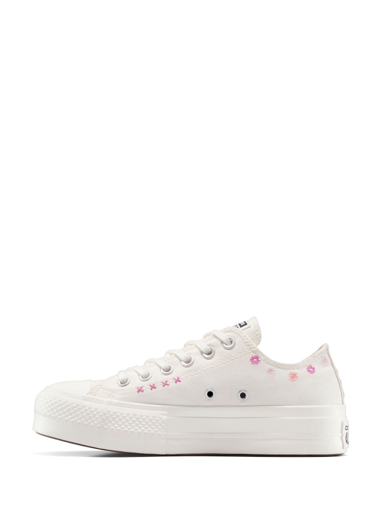 Converse White Chuck Taylor All Star Lift Joyful Floral Print Low Trainers - Image 2 of 10