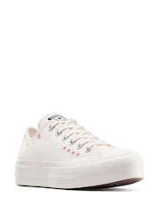 Converse White Chuck Taylor All Star Lift Joyful Floral Print Low Trainers - Image 3 of 10
