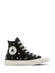 Converse Black Chuck Taylor All Star Joyful Floral Print Trainers - Image 1 of 8