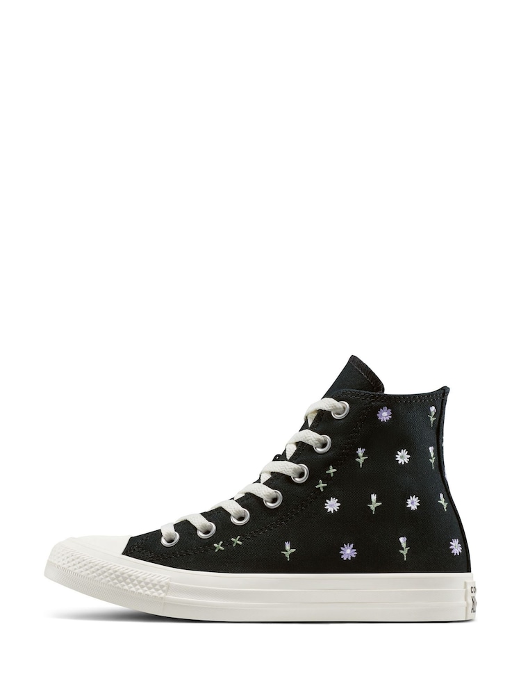Converse Black Chuck Taylor All Star Joyful Floral Print Trainers - Image 2 of 8