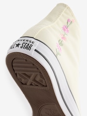 Converse Cream Youth Chuck Taylor Floral Embroidered Trainers - Image 10 of 12