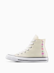 Converse Cream Youth Chuck Taylor Floral Embroidered Trainers - Image 2 of 12