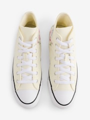 Converse Cream Youth Chuck Taylor Floral Embroidered Trainers - Image 4 of 12