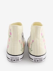 Converse Cream Youth Chuck Taylor Floral Embroidered Trainers - Image 5 of 12