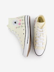 Converse Cream Youth Chuck Taylor Floral Embroidered Trainers - Image 7 of 12