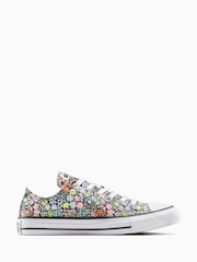 Converse Grey Chuck Taylor All Star Ditsy Floral Print Low Trainers - Image 1 of 7