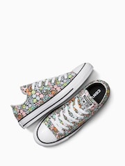 Converse Grey Chuck Taylor All Star Ditsy Floral Print Low Trainers - Image 4 of 7