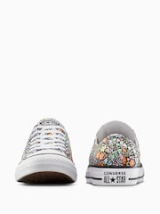 Converse Grey Chuck Taylor All Star Ditsy Floral Print Low Trainers - Image 6 of 7