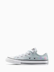 Converse Blue Junior Chuck Taylor Floral Embroidered Trainers - Image 2 of 8
