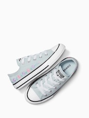 Converse Blue Junior Chuck Taylor Floral Embroidered Trainers - Image 4 of 8