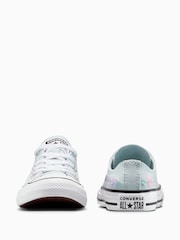 Converse Blue Junior Chuck Taylor Floral Embroidered Trainers - Image 6 of 8