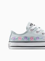 Converse Blue Junior Chuck Taylor Floral Embroidered Trainers - Image 7 of 8