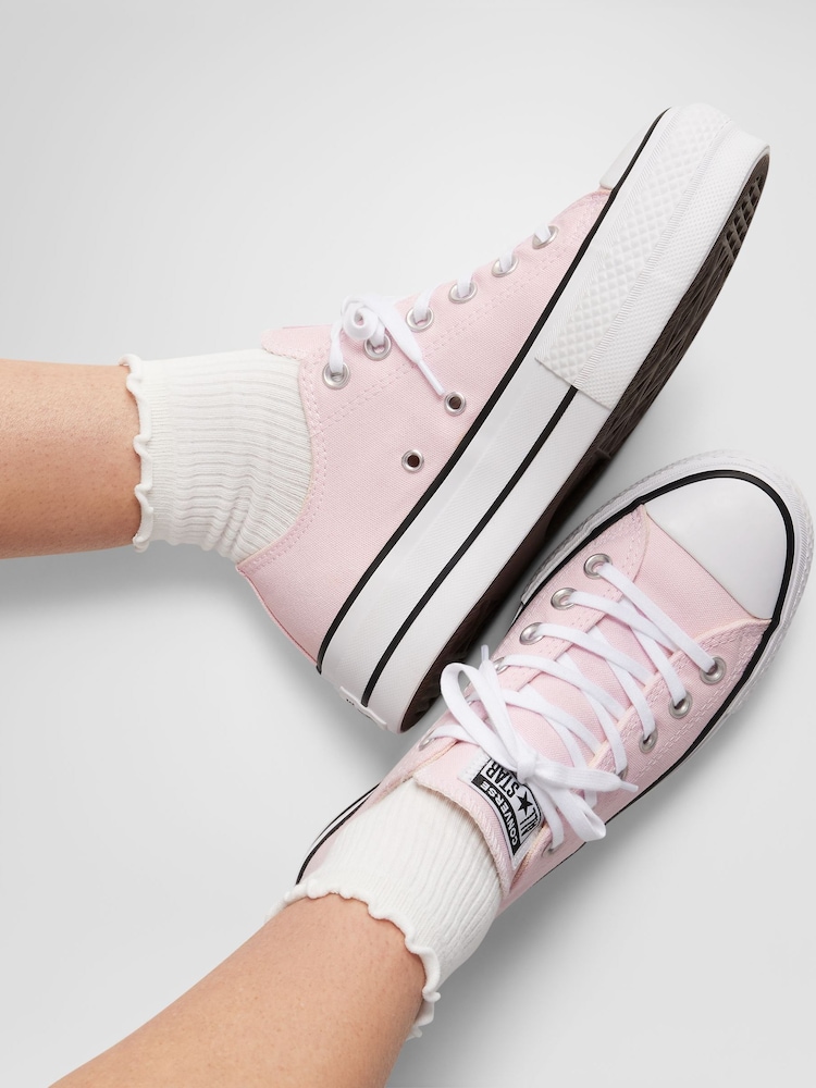 Converse Pink Huck Taylor All Star Lift Ox Trainers - Image 1 of 15