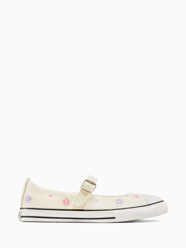 Converse Cream Junior Floral Dainty Mary Jane Shoes - Image 1 of 7