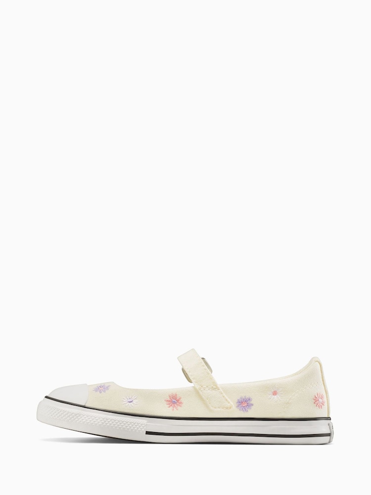 Converse Cream Junior Floral Dainty Mary Jane Shoes - Image 2 of 7