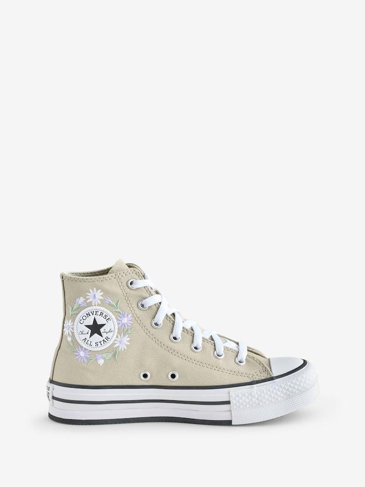 Converse Youth Chuck Taylor Floral Print Embroidered EVA Lift Trainers - Slika 1 iz 9