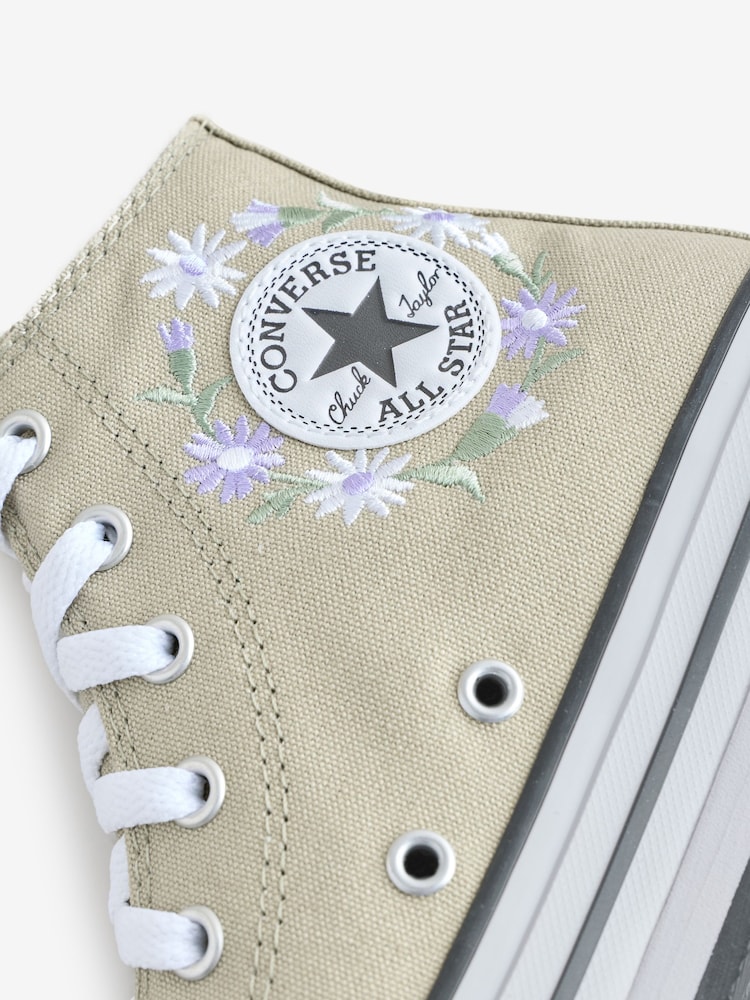 Converse Youth Chuck Taylor Floral Print Embroidered EVA Lift Trainers - Slika 9 iz 9