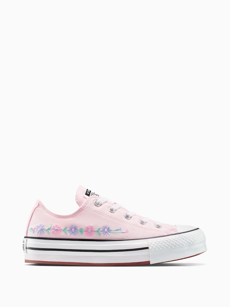 Converse Youth Chuck Taylor Floral Print Embroidered EVA Lift Ox Trainers - Imagen 1 de 9