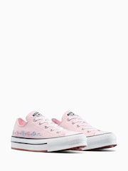 Converse Youth Chuck Taylor Floral Print Embroidered EVA Lift Ox Trainers - Imagen 3 de 9