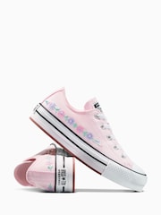 Converse Youth Chuck Taylor Floral Print Embroidered EVA Lift Ox Trainers - Imagen 6 de 9