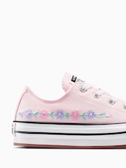 Converse Youth Chuck Taylor Floral Print Embroidered EVA Lift Ox Trainers - Imagen 8 de 9